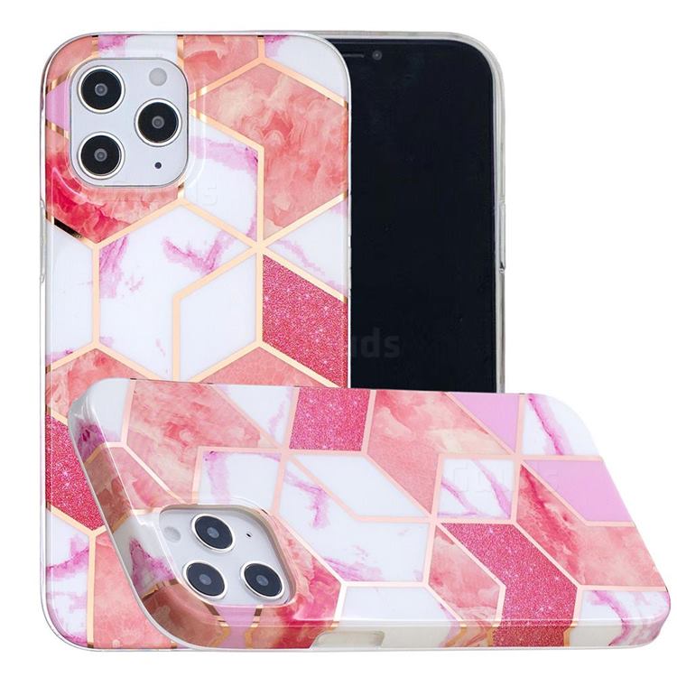 Cherry Glitter Painted Marble Electroplating Protective Case for iPhone 12 / 12 Pro (6.1 inch)