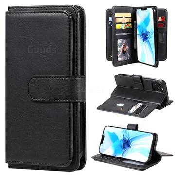 Multi-function Ten Card Slots and Photo Frame PU Leather Wallet Phone Case Cover for iPhone 12 / 12 Pro (6.1 inch) - Black