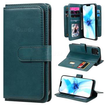 Multi-function Ten Card Slots and Photo Frame PU Leather Wallet Phone Case Cover for iPhone 12 / 12 Pro (6.1 inch) - Dark Green