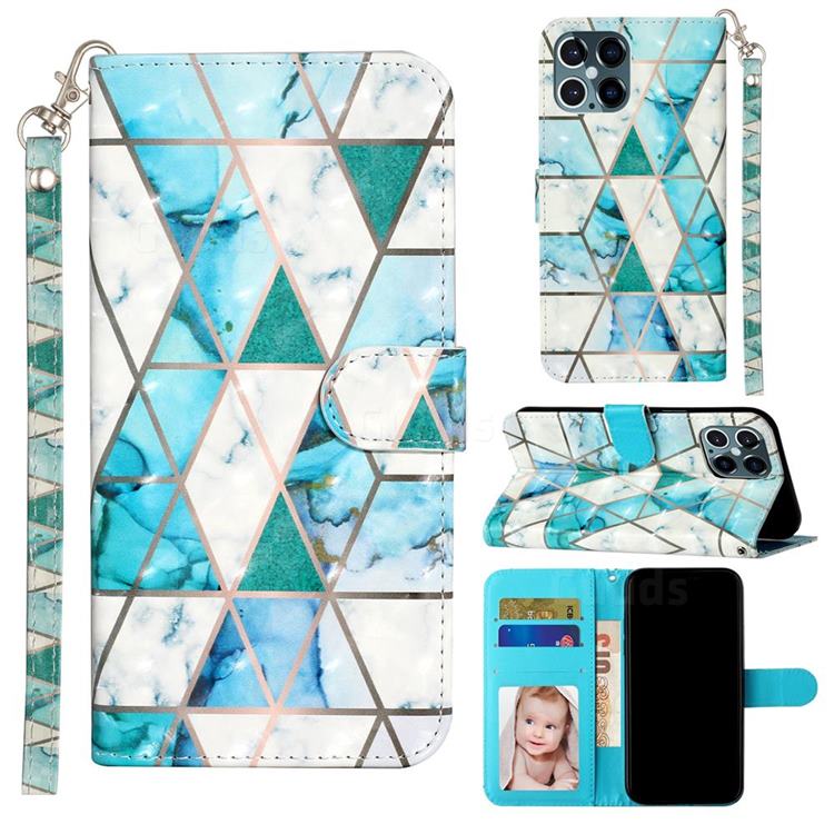 Stitching Marble 3D Leather Phone Holster Wallet Case for iPhone 12 / 12 Pro (6.1 inch)