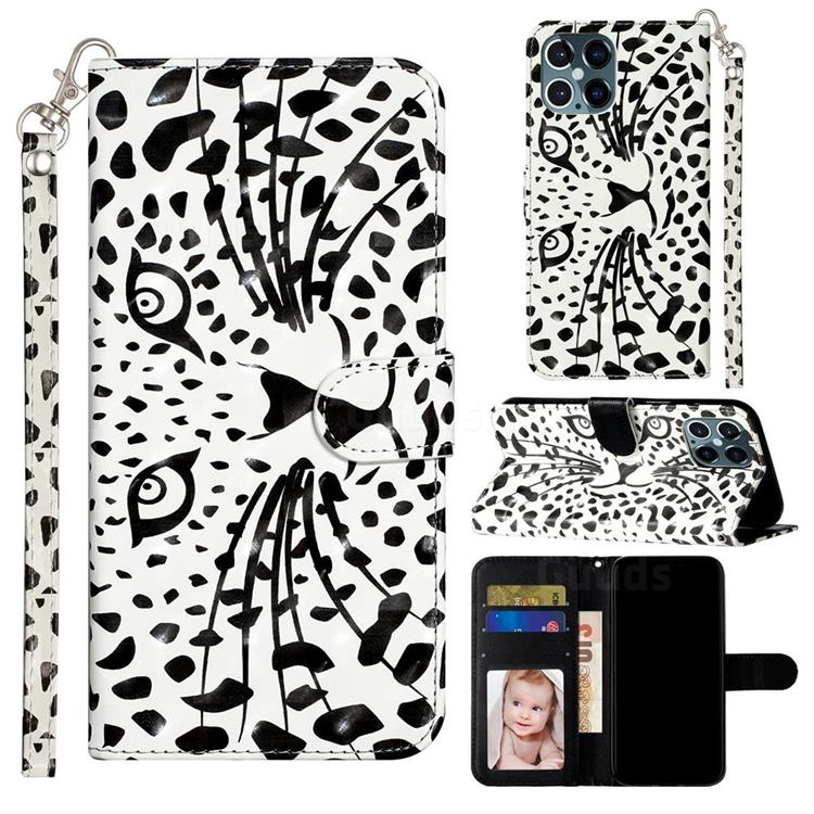 Leopard Panther 3D Leather Phone Holster Wallet Case for iPhone 12 / 12 Pro (6.1 inch)