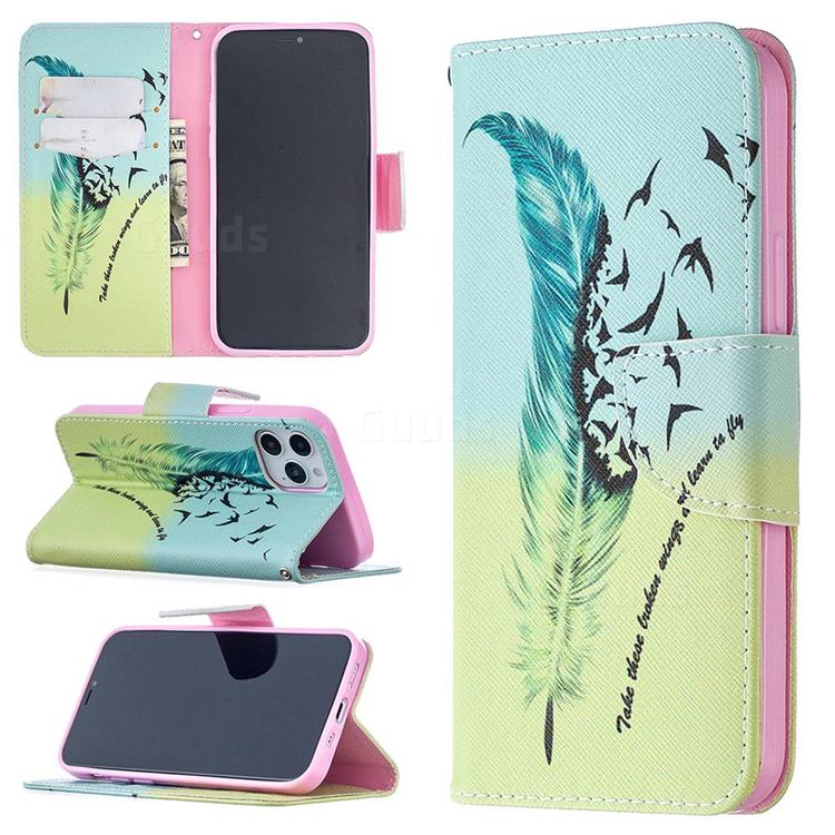 Feather Bird Leather Wallet Case for iPhone 12 / 12 Pro (6.1 inch)