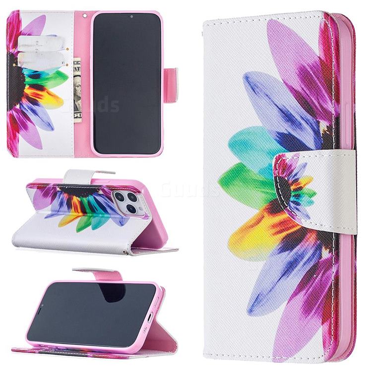 Seven-color Flowers Leather Wallet Case for iPhone 12 / 12 Pro (6.1 inch)