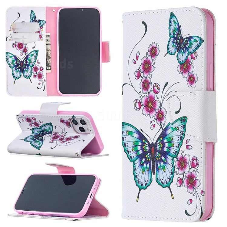 Peach Butterflies Leather Wallet Case for iPhone 12 / 12 Pro (6.1 inch)
