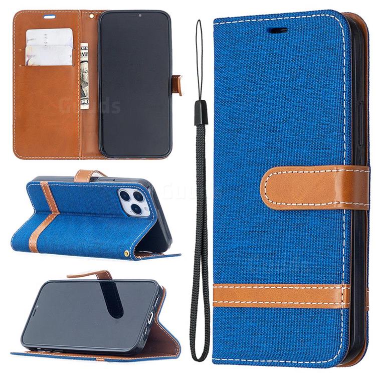 Jeans Cowboy Denim Leather Wallet Case for iPhone 12 / 12 Pro (6.1 inch) - Sapphire