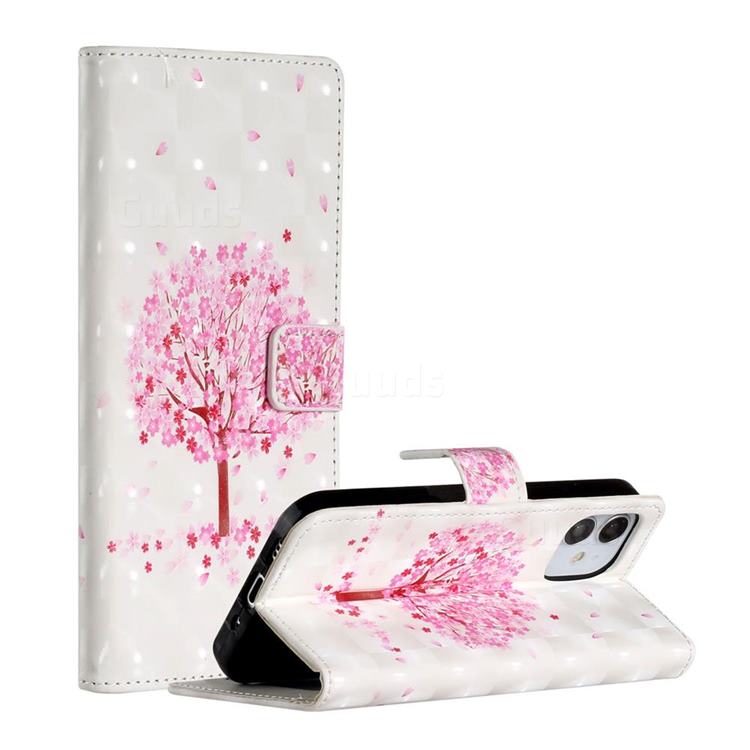 Sakura Flower Tree 3D Painted Leather Phone Wallet Case for iPhone 12 / 12 Pro (6.1 inch)