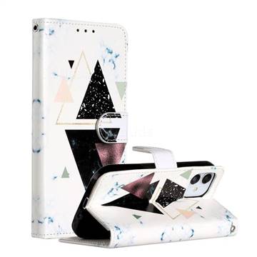 Triangle Marble Smooth Leather Phone Wallet Case for iPhone 12 / 12 Pro (6.1 inch)