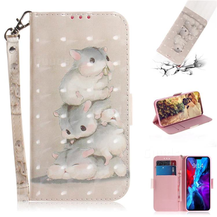 Three Squirrels 3D Painted Leather Wallet Phone Case for iPhone 12 / 12 Pro (6.1 inch)