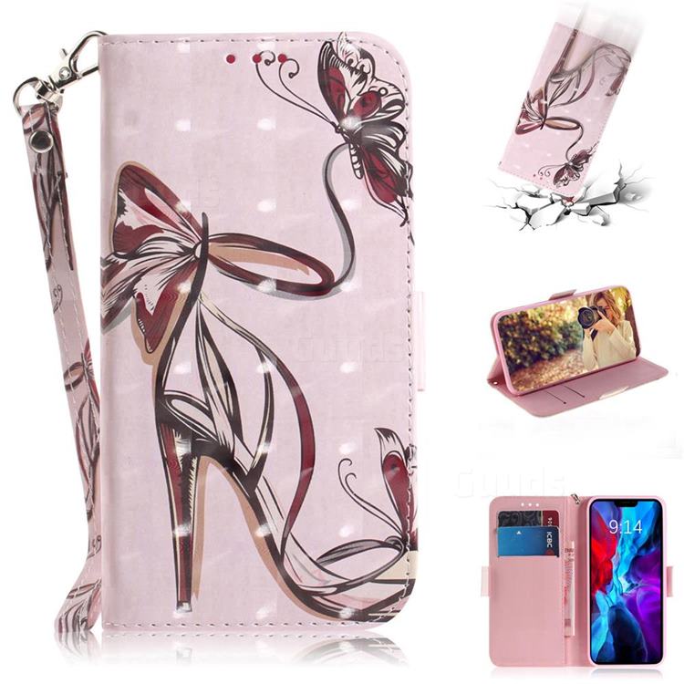 Butterfly High Heels 3D Painted Leather Wallet Phone Case for iPhone 12 / 12 Pro (6.1 inch)