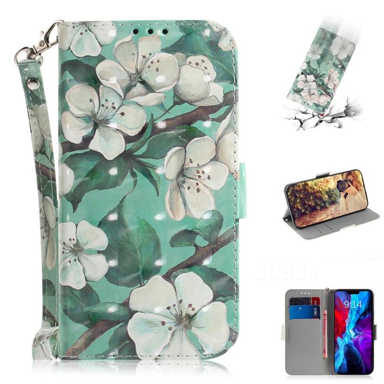 Watercolor Flower 3D Painted Leather Wallet Phone Case for iPhone 12 / 12 Pro (6.1 inch)