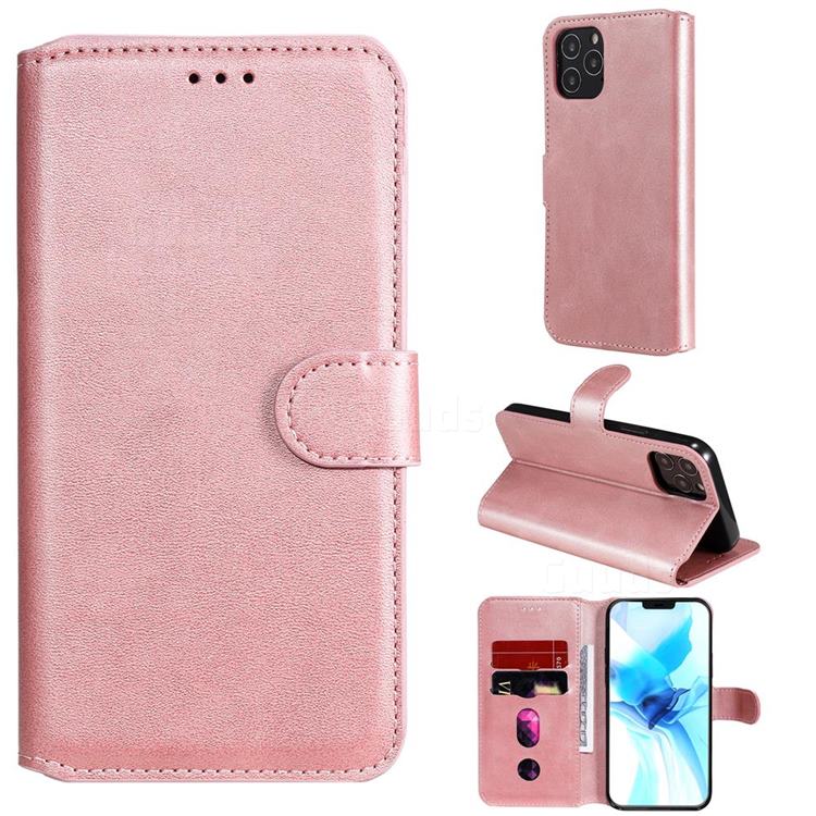 Retro Calf Matte Leather Wallet Phone Case for iPhone 12 / 12 Pro (6.1 inch) - Pink