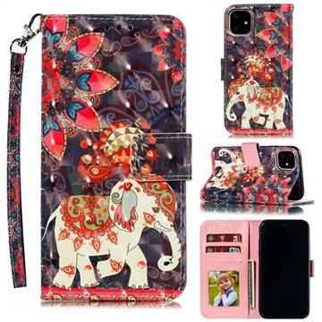 Phoenix Elephant 3D Painted Leather Phone Wallet Case for iPhone 12 / 12 Pro (6.1 inch)
