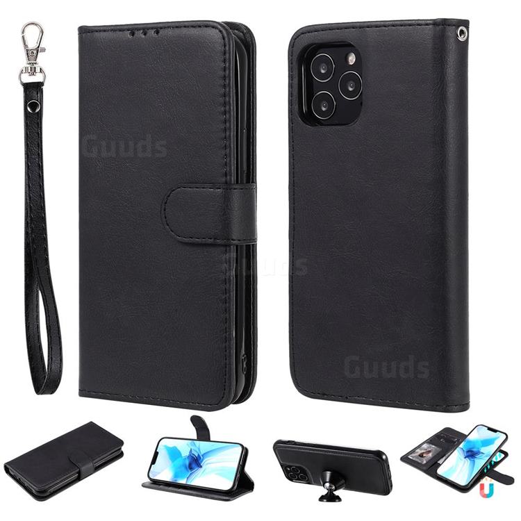 Retro Greek Detachable Magnetic PU Leather Wallet Phone Case for iPhone 12 / 12 Pro (6.1 inch) - Black