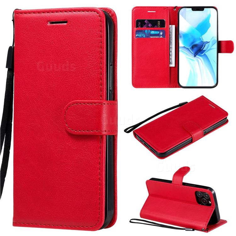 Retro Greek Classic Smooth PU Leather Wallet Phone Case for iPhone 12 / 12 Pro (6.1 inch) - Red
