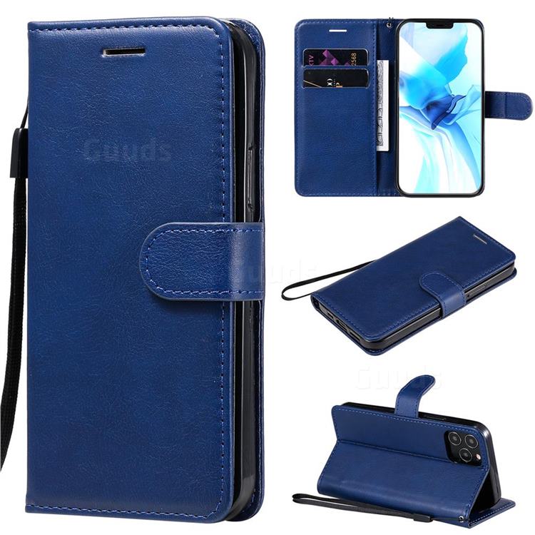 Retro Greek Classic Smooth PU Leather Wallet Phone Case for iPhone 12 / 12 Pro (6.1 inch) - Blue