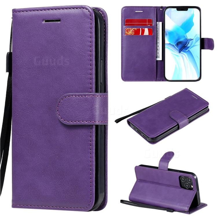 Retro Greek Classic Smooth PU Leather Wallet Phone Case for iPhone 12 / 12 Pro (6.1 inch) - Purple