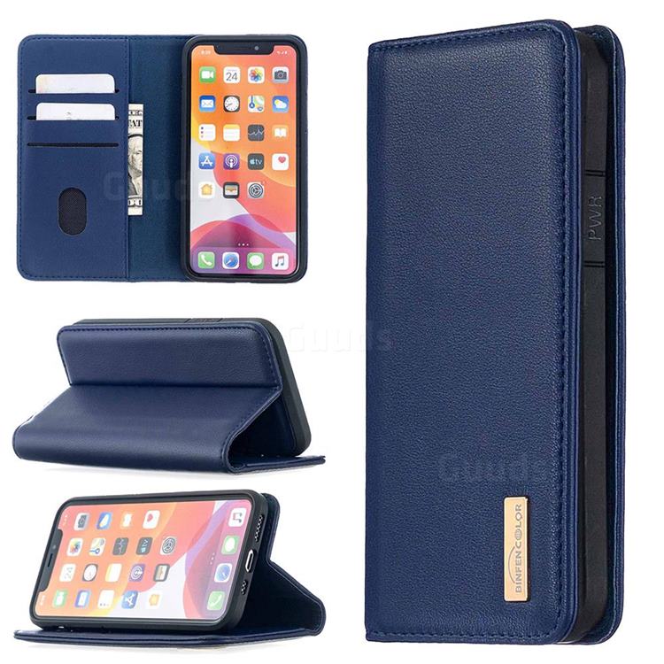 Binfen Color BF06 Luxury Classic Genuine Leather Detachable Magnet Holster Cover for iPhone 12 / 12 Pro (6.1 inch) - Blue