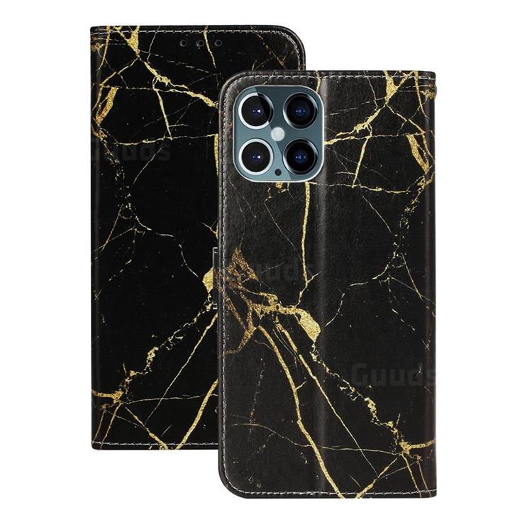 Black Gold Marble PU Leather Wallet Case for iPhone 12 / 12 Pro (6.1 inch)