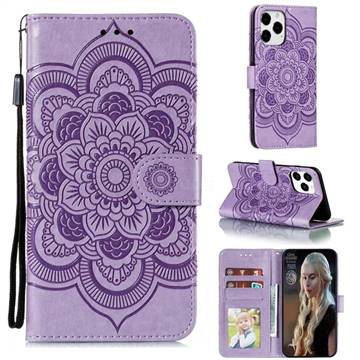 Intricate Embossing Datura Solar Leather Wallet Case for iPhone 12 / 12 Pro (6.1 inch) - Purple