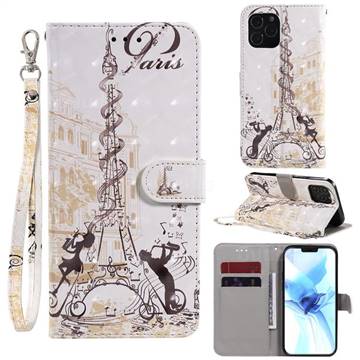Tower Couple 3D Painted Leather Wallet Phone Case for iPhone 12 / 12 Pro (6.1 inch)