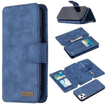 Binfen Color BF07 Frosted Zipper Bag Multifunction Leather Phone Wallet for iPhone 12 / 12 Pro (6.1 inch) - Blue