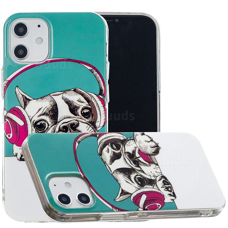 Headphone Puppy Noctilucent Soft TPU Back Cover for iPhone 12 / 12 Pro (6.1 inch)