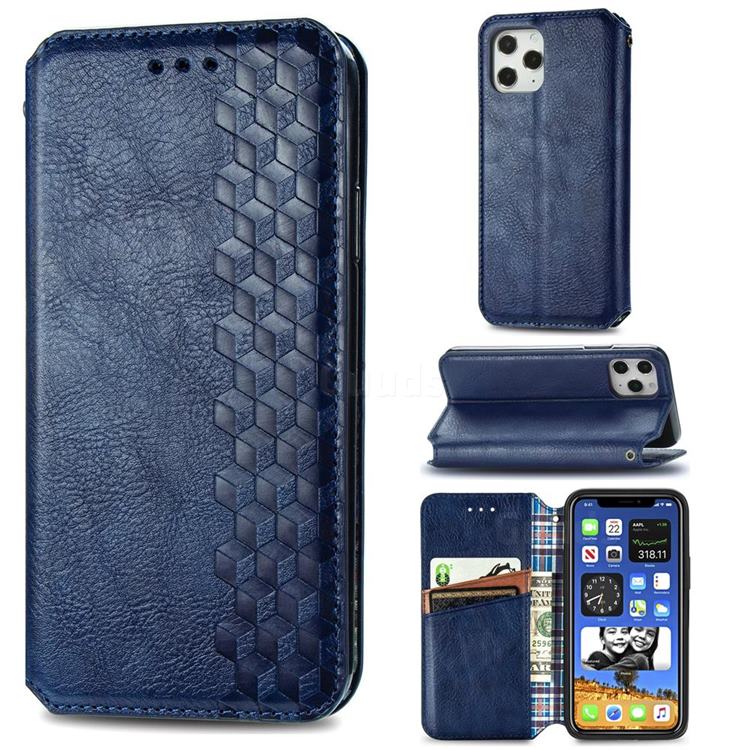 Ultra Slim Fashion Business Card Magnetic Automatic Suction Leather Flip Cover for iPhone 12 / 12 Pro (6.1 inch) - Dark Blue