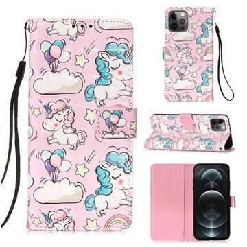 Angel Pony 3D Painted Leather Wallet Case for iPhone 12 / 12 Pro (6.1 inch)