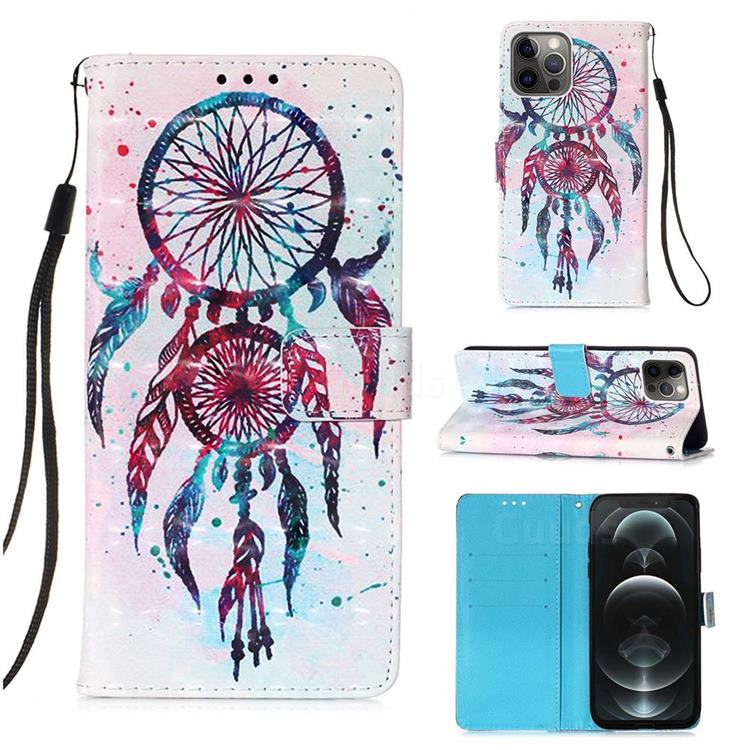 ColorDrops Wind Chimes 3D Painted Leather Wallet Case for iPhone 12 / 12 Pro (6.1 inch)