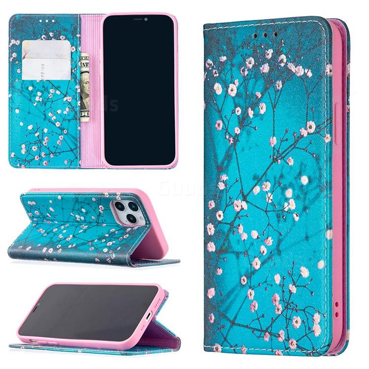 Plum Blossom Slim Magnetic Attraction Wallet Flip Cover for iPhone 12 / 12 Pro (6.1 inch)