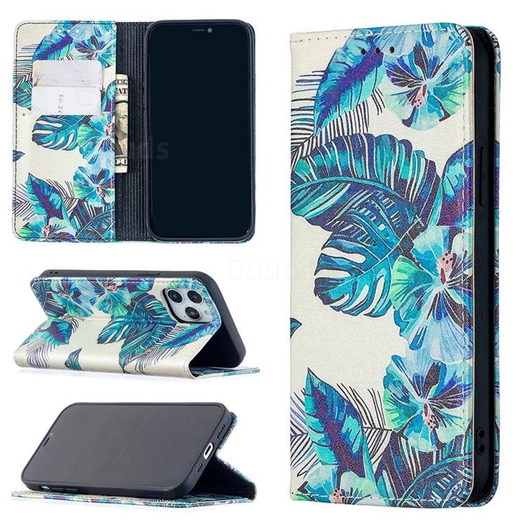 Blue Leaf Slim Magnetic Attraction Wallet Flip Cover for iPhone 12 / 12 Pro (6.1 inch)