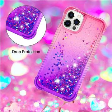 Rainbow Gradient Liquid Glitter Quicksand Sequins Phone Case for iPhone Xr  (6.1 inch) - Pink Purple