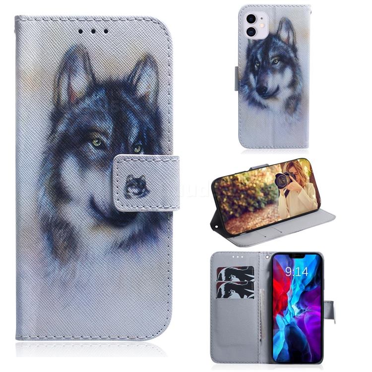Snow Wolf PU Leather Wallet Case for iPhone 12 / 12 Pro (6.1 inch)