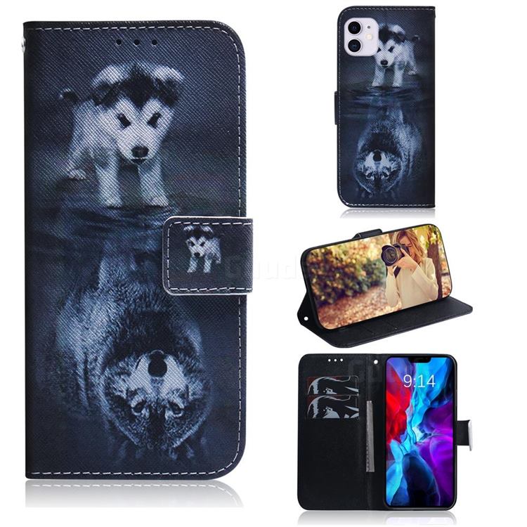 Wolf and Dog PU Leather Wallet Case for iPhone 12 / 12 Pro (6.1 inch)