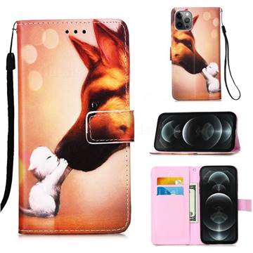 Hound Kiss Matte Leather Wallet Phone Case for iPhone 12 / 12 Pro (6.1 inch)