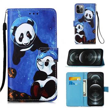 Undersea Panda Matte Leather Wallet Phone Case for iPhone 12 / 12 Pro (6.1 inch)