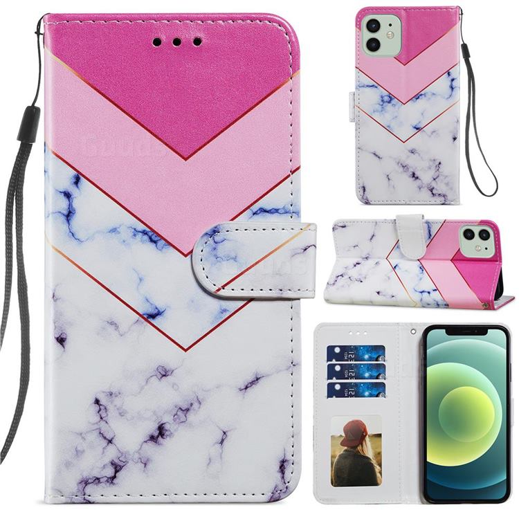 Smoke Marble Smooth Leather Phone Wallet Case for iPhone 12 / 12 Pro (6.1 inch)