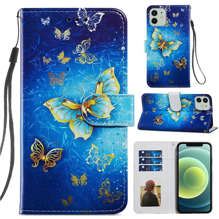 Phnom Penh Butterfly Smooth Leather Phone Wallet Case for iPhone 12 / 12 Pro (6.1 inch)