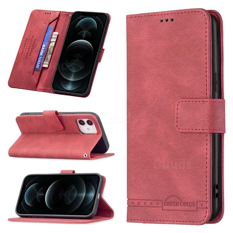Binfen Color RFID Blocking Leather Wallet Case for iPhone 12 / 12 Pro (6.1 inch) - Red