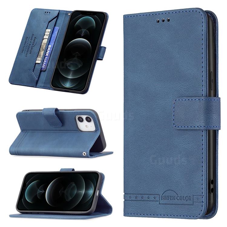Binfen Color RFID Blocking Leather Wallet Case for iPhone 12 / 12 Pro (6.1 inch) - Blue