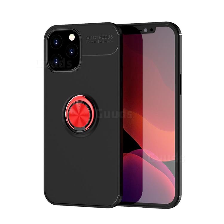 Auto Focus Invisible Ring Holder Soft Phone Case for iPhone 12 Pro Max (6.7 inch) - Black Red