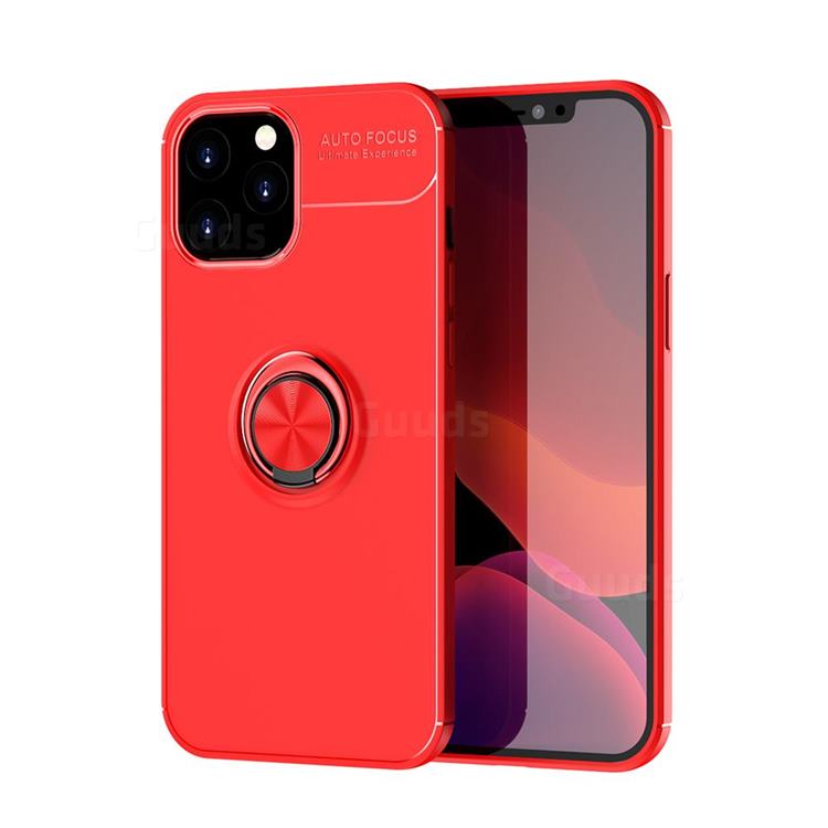 Auto Focus Invisible Ring Holder Soft Phone Case for iPhone 12 Pro Max (6.7 inch) - Red