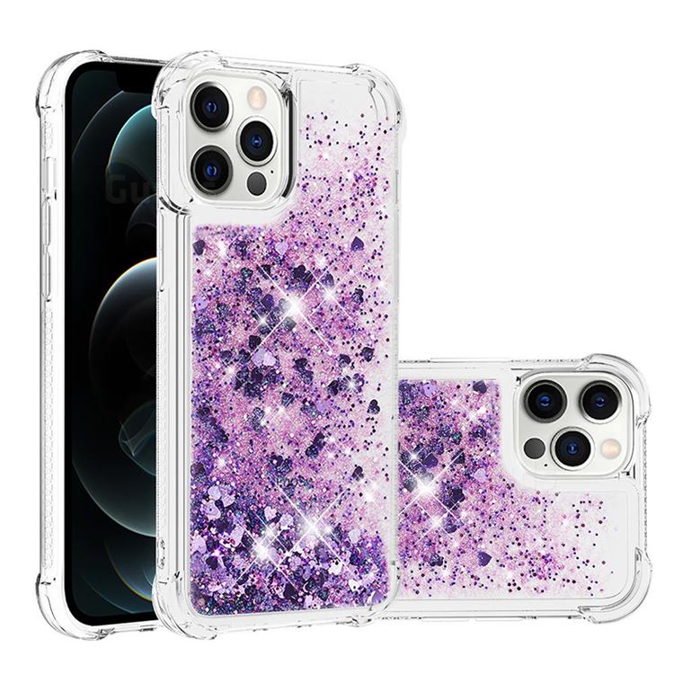 Dynamic Liquid Glitter Sand Quicksand Star TPU Case for iPhone 12 Pro Max (6.7 inch) - Purple