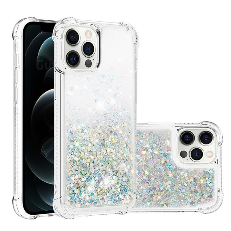 Dynamic Liquid Glitter Sand Quicksand Star TPU Case for iPhone 12 Pro Max (6.7 inch) - Silver