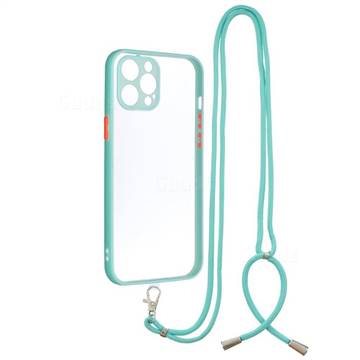 Necklace Cross-body Lanyard Strap Cord Phone Case Cover for iPhone 12 Pro Max (6.7 inch) - Blue