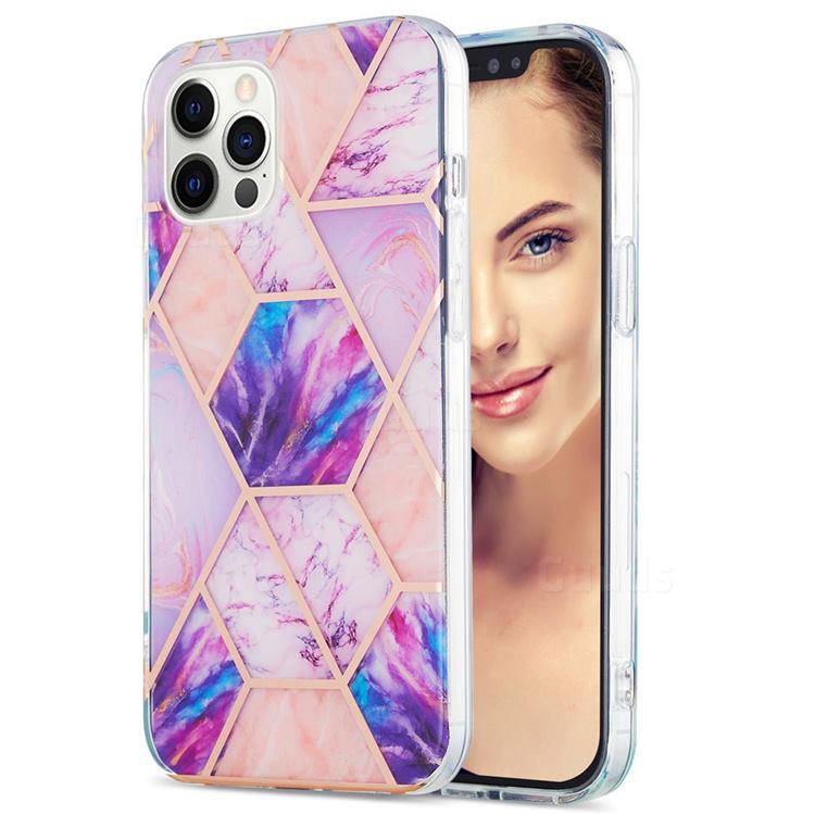 Purple Dream Marble Pattern Galvanized Electroplating Protective Case Cover for iPhone 12 Pro Max (6.7 inch)