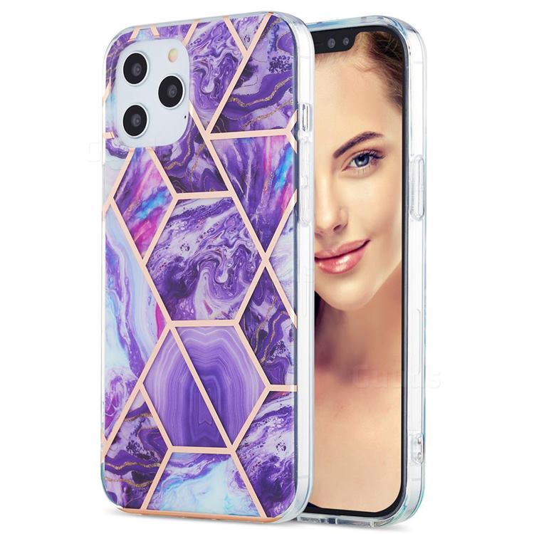 Purple Gagic Marble Pattern Galvanized Electroplating Protective Case Cover for iPhone 12 Pro Max (6.7 inch)