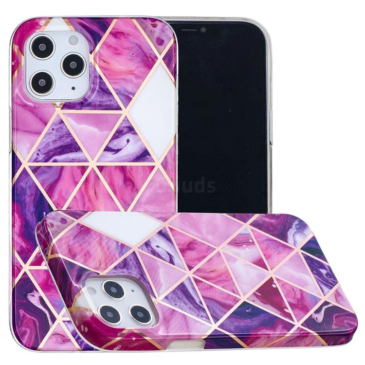 Purple Dream Triangle Painted Marble Electroplating Protective Case for iPhone 12 Pro Max (6.7 inch)