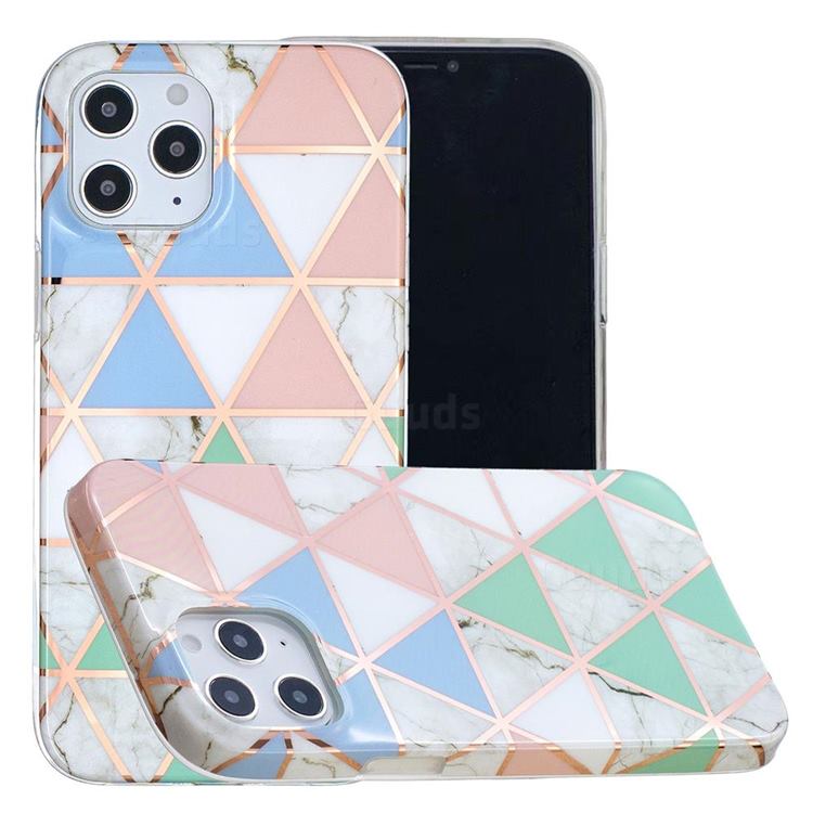 Fresh Triangle Painted Marble Electroplating Protective Case for iPhone 12 Pro Max (6.7 inch)