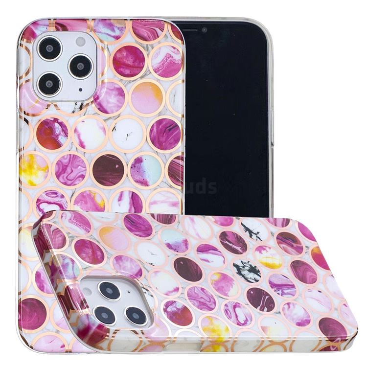 Round Puzzle Painted Marble Electroplating Protective Case for iPhone 12 Pro Max (6.7 inch)